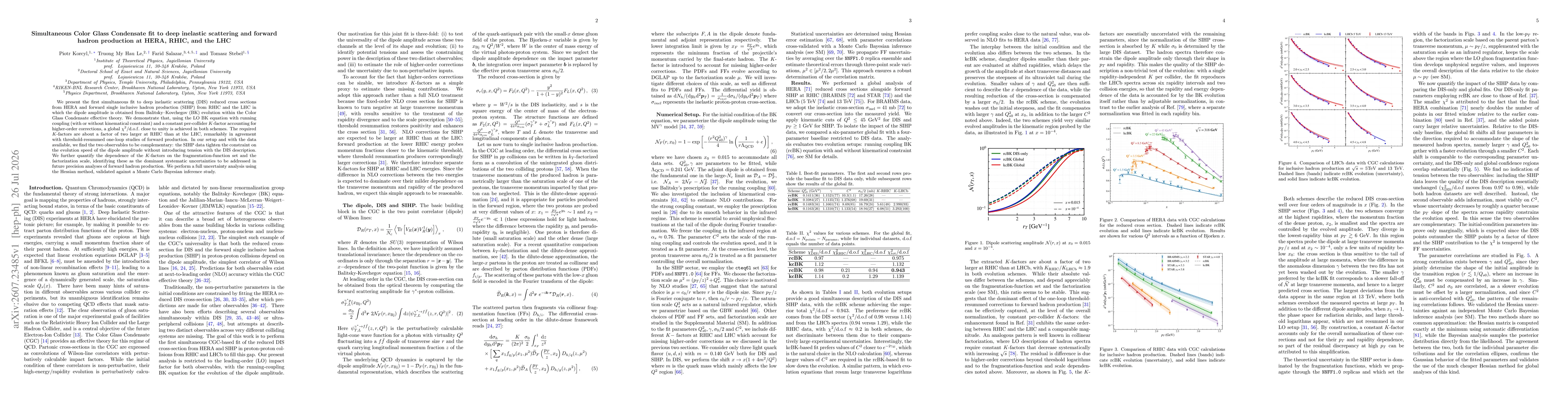 Thumbnail for Simultaneous Color Glass Condensate fit to deep inelastic scattering and forward hadron production at HERA, RHIC, and the LHC