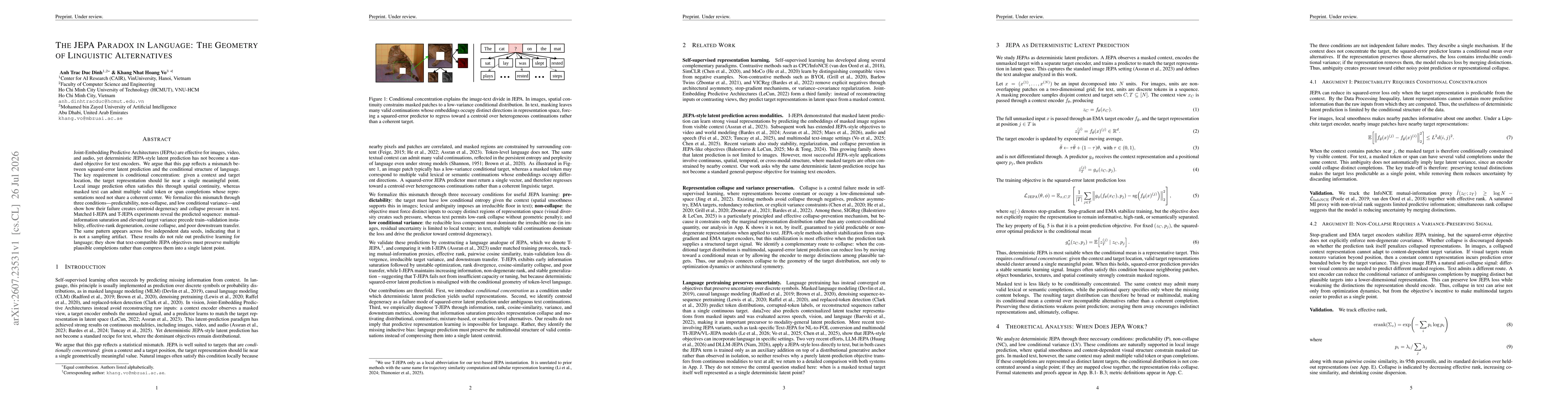 Thumbnail for The JEPA Paradox in Language: The Geometry of Linguistic Alternatives