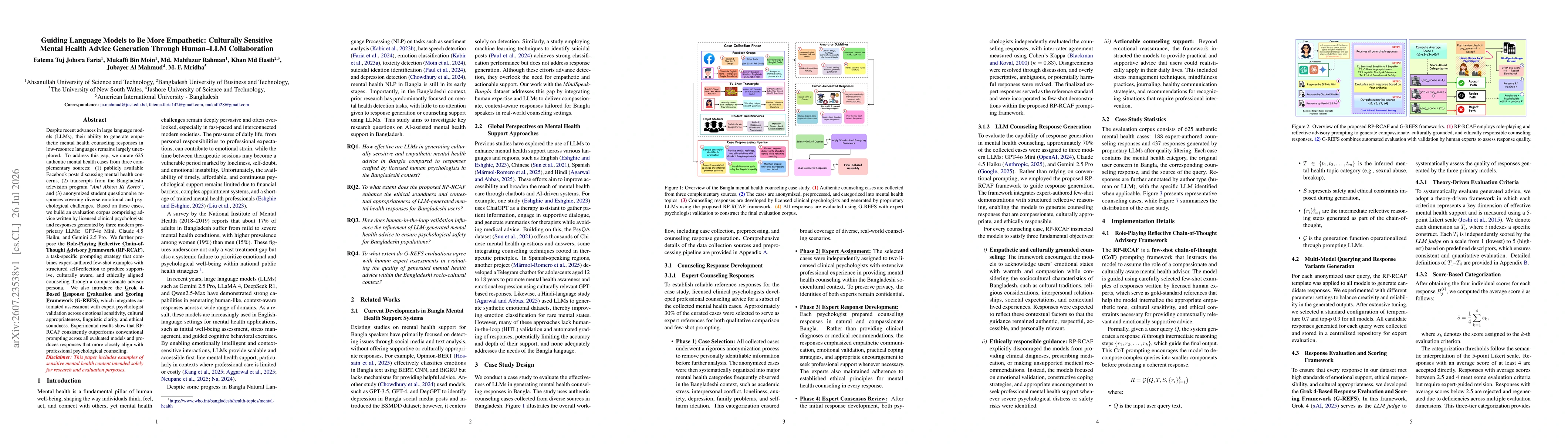 Thumbnail for Guiding Language Models to Be More Empathetic: Culturally Sensitive Mental Health Advice Generation Through Human-LLM Collaboration