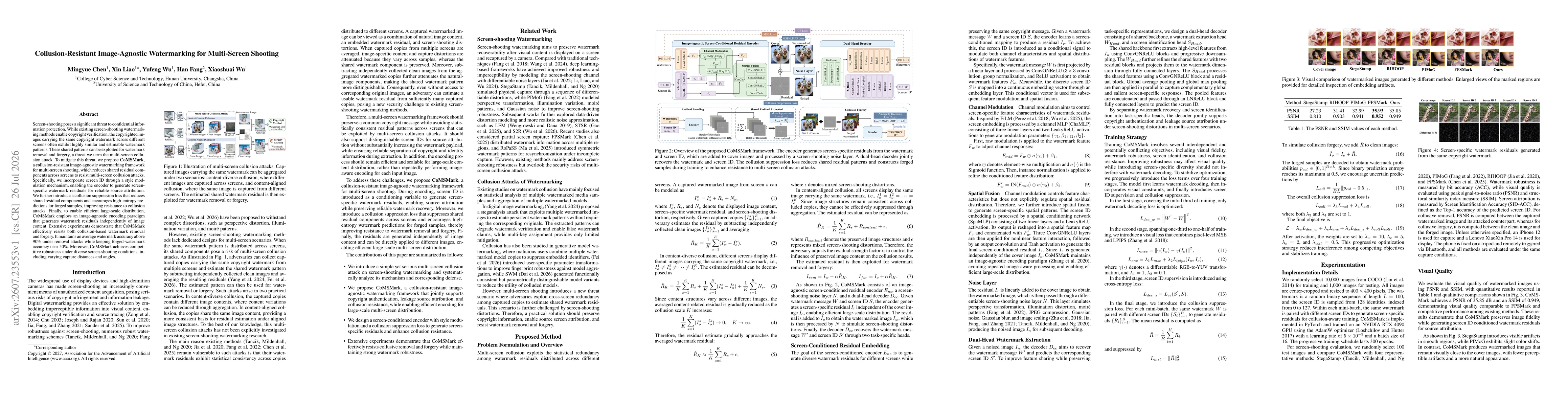 Thumbnail for Collusion-Resistant Image-Agnostic Watermarking for Multi-Screen Shooting