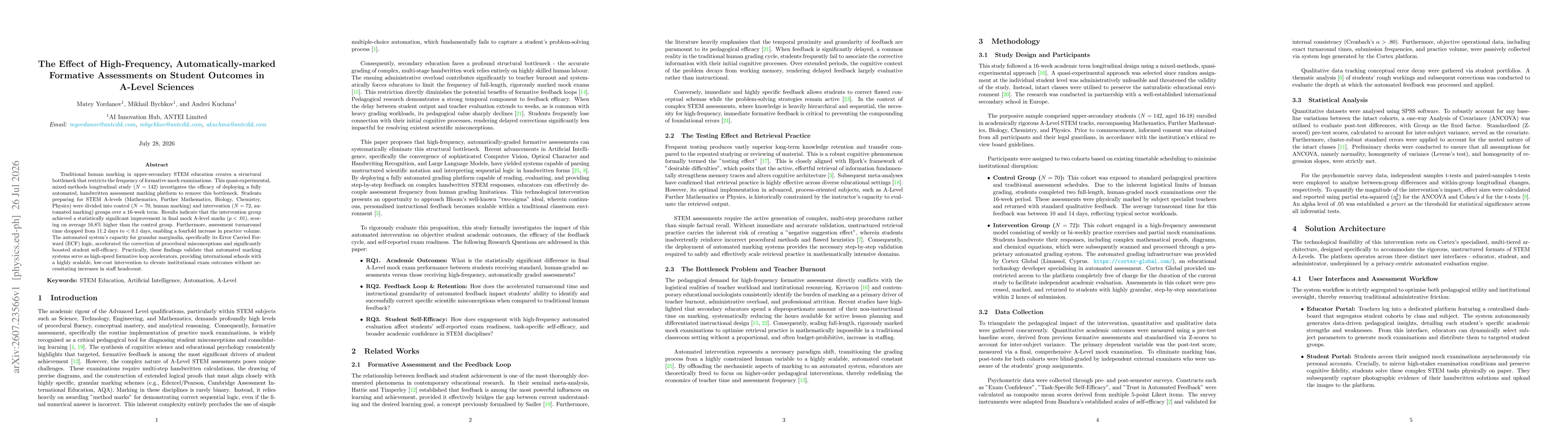 Thumbnail for The Effect of High-Frequency, Automatically-marked Formative Assessments on Student Outcomes in A-Level Sciences