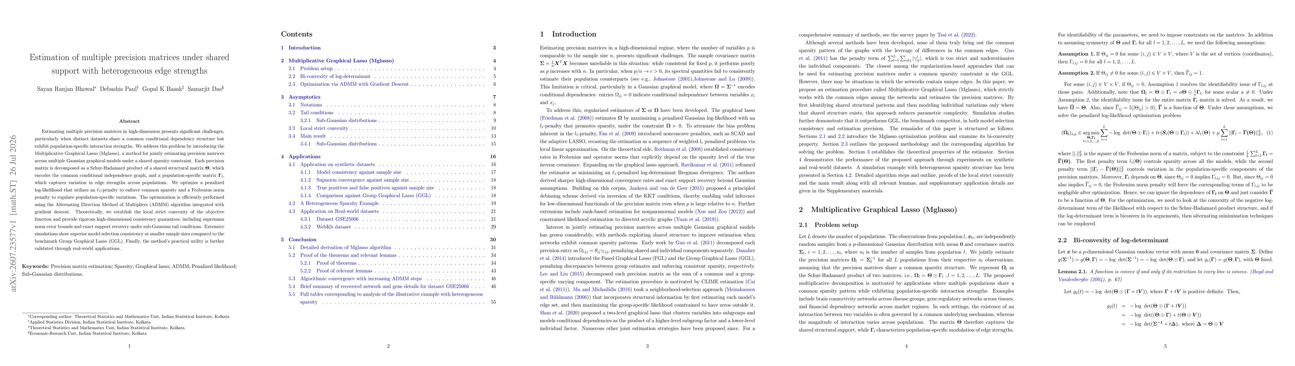 Thumbnail for Estimation of multiple precision matrices under shared support with heterogeneous edge strengths