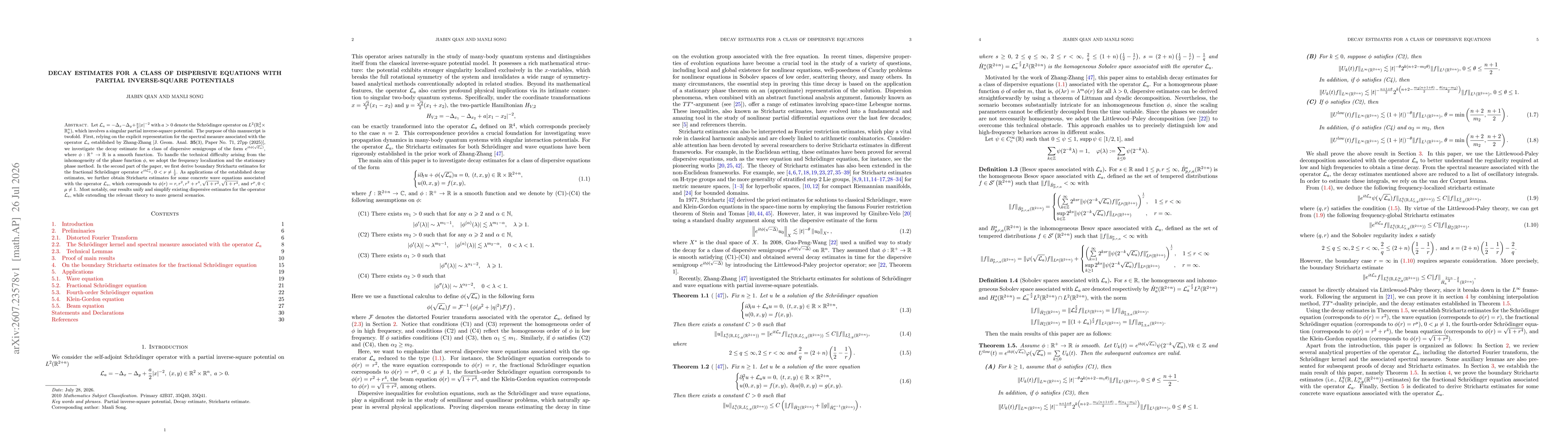 Thumbnail for Decay estimates for a class of dispersive equations with partial inverse-square potentials