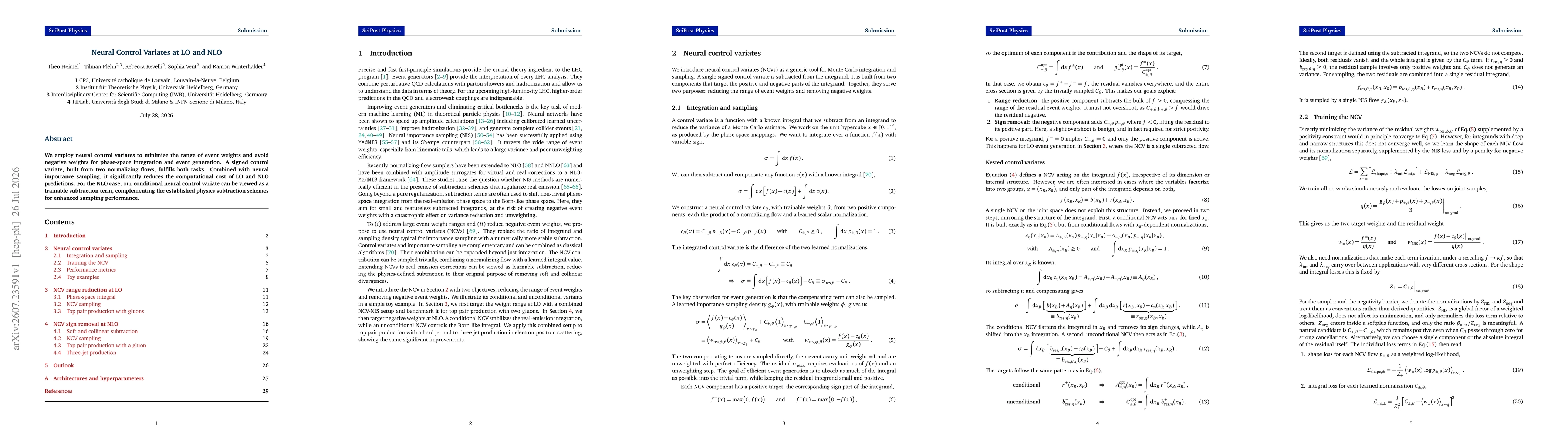 Thumbnail for Neural Control Variates at LO and NLO