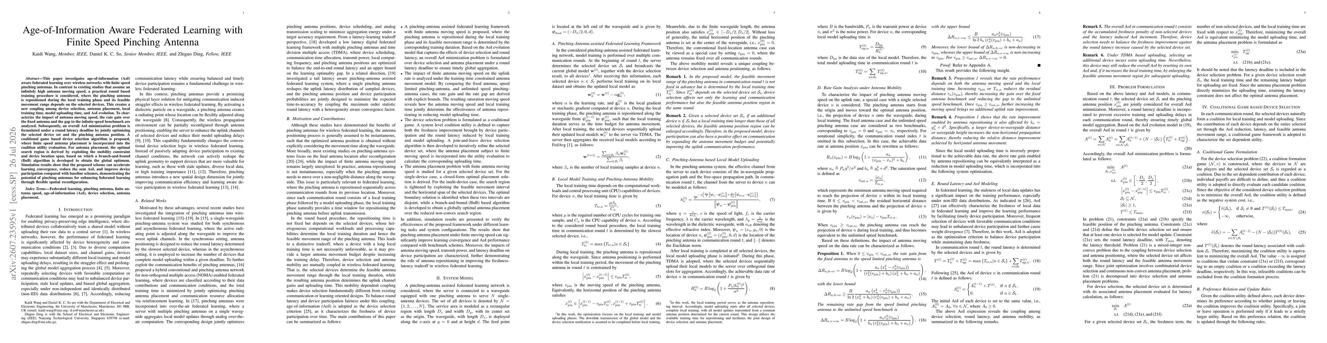 Thumbnail for Age-of-Information Aware Federated Learning with Finite Speed Pinching Antenna