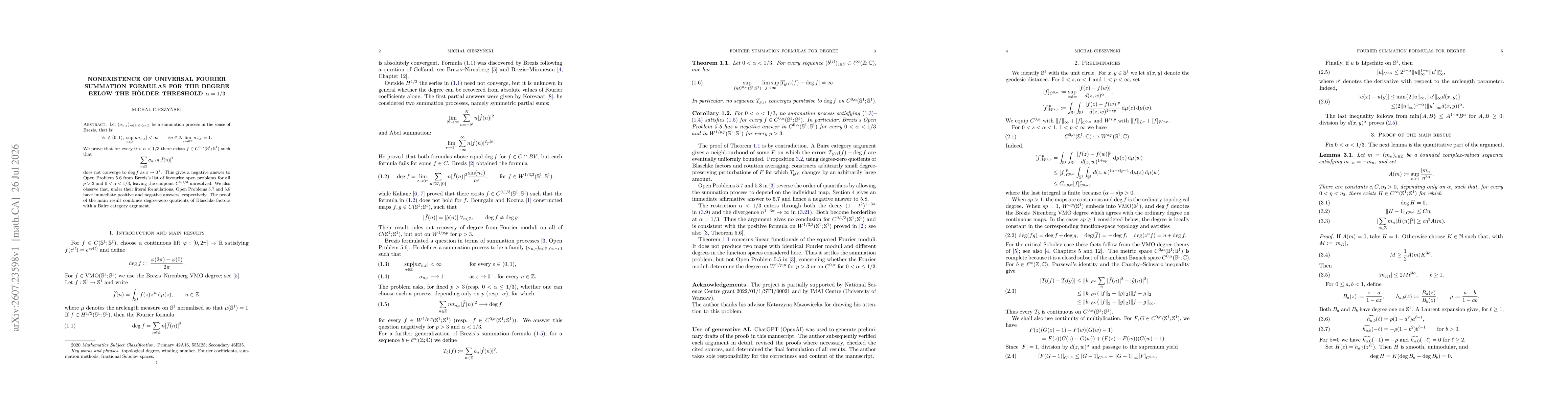 Thumbnail for Nonexistence of universal Fourier summation formulas for the degree below the Hölder threshold $α=1/3$