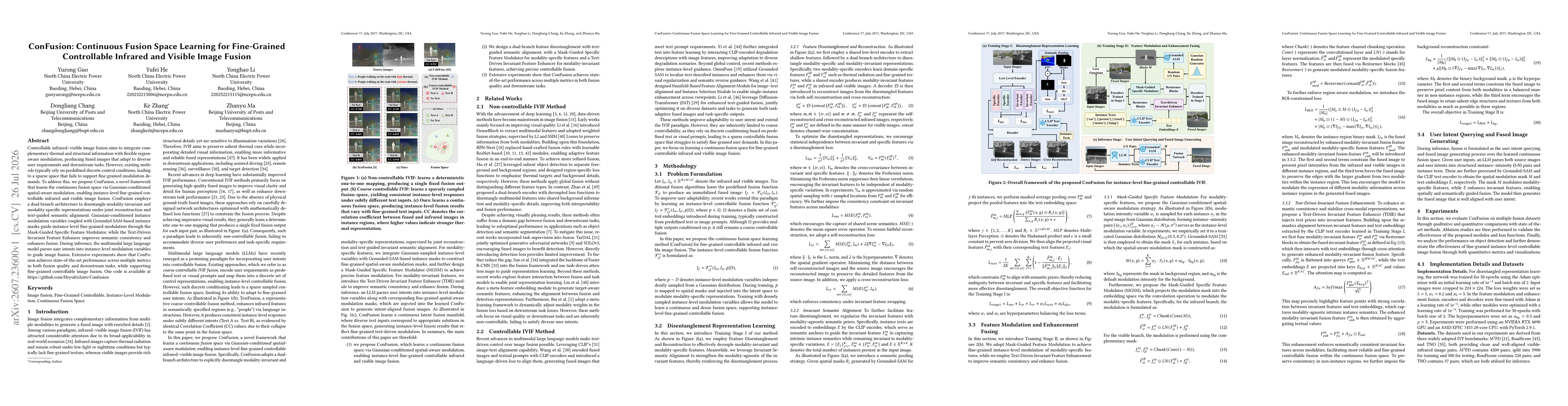 Thumbnail for ConFusion: Continuous Fusion Space Learning for Fine-Grained Controllable Infrared and Visible Image Fusion
