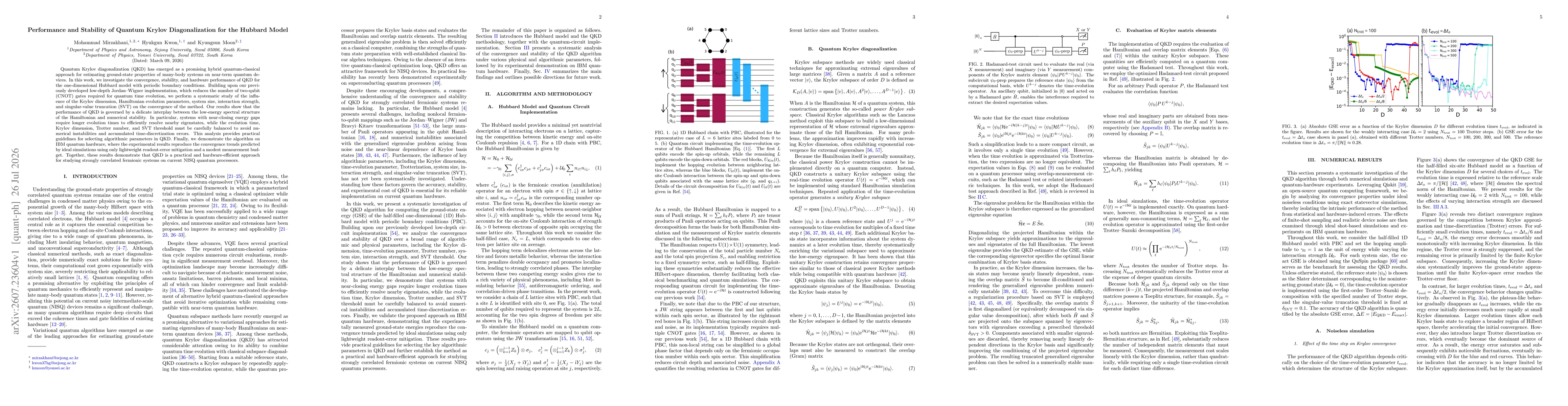 Thumbnail for Performance and Stability of Quantum Krylov Diagonalization for the Hubbard Model