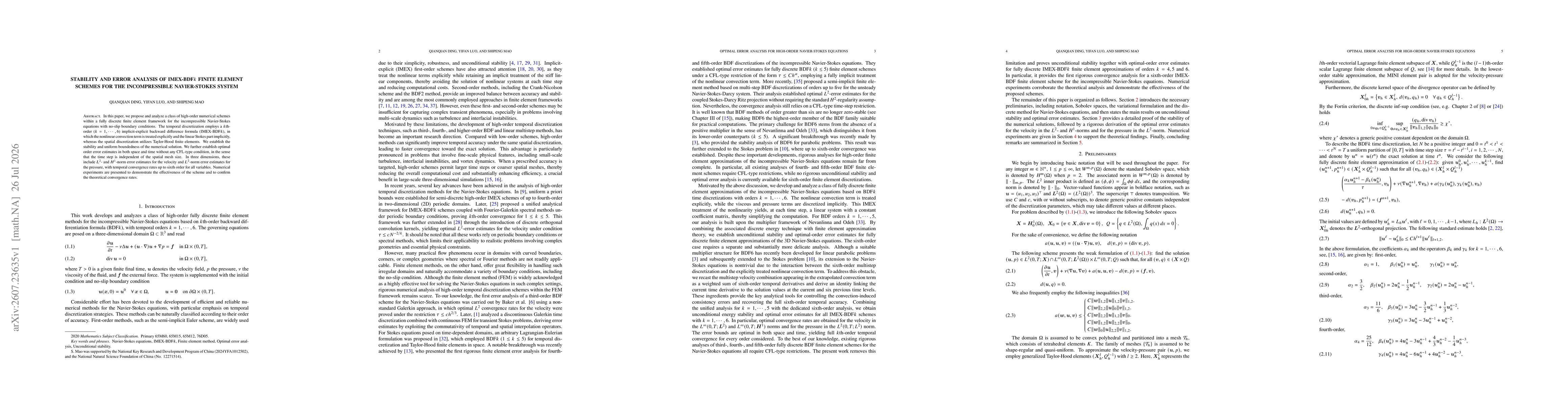 Thumbnail for Stability and error analysis of IMEX-BDFk finite element schemes for the incompressible Navier-Stokes system