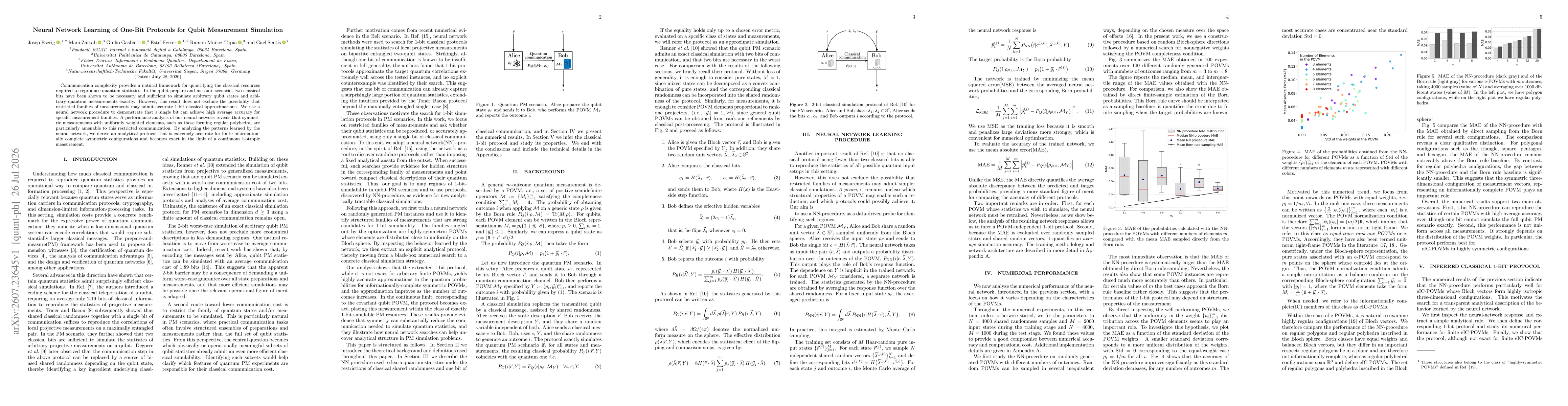 Thumbnail for Neural Network Learning of One-Bit Protocols for Qubit Measurement Simulation