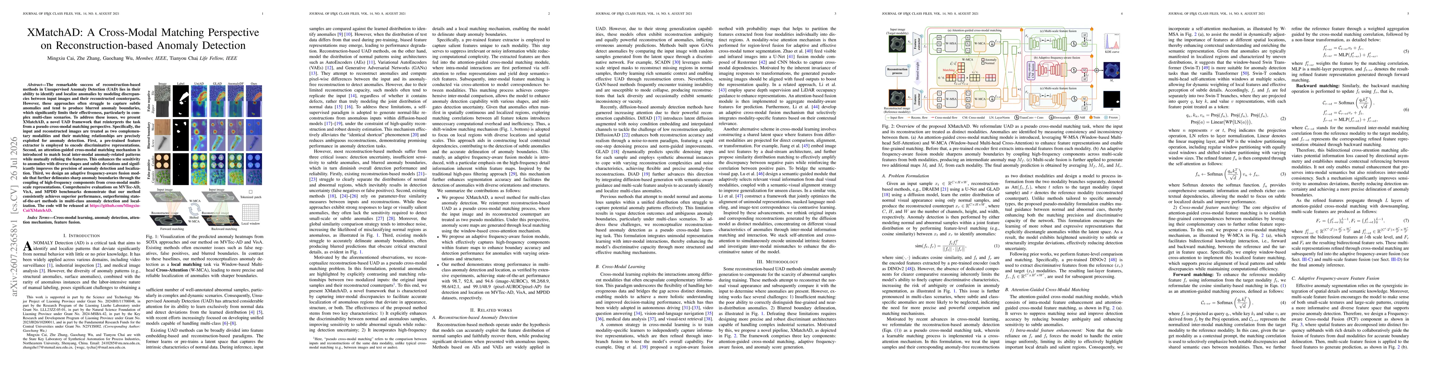 Thumbnail for XMatchAD: A Cross-Modal Matching Perspective on Reconstruction-based Anomaly Detection