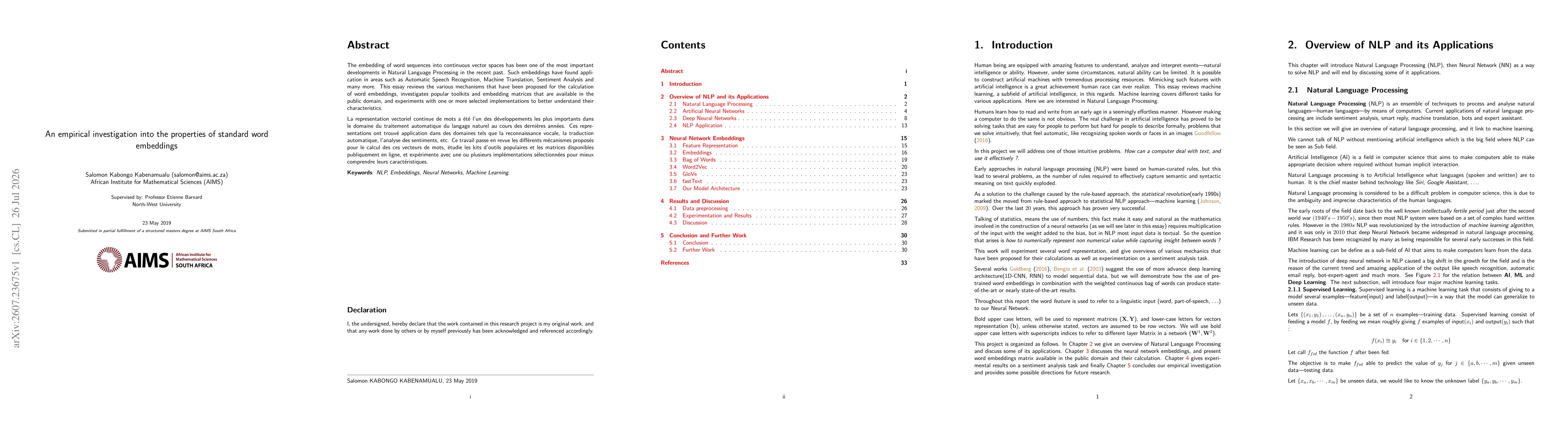 Thumbnail for An empirical investigation into the properties of standard word embeddings