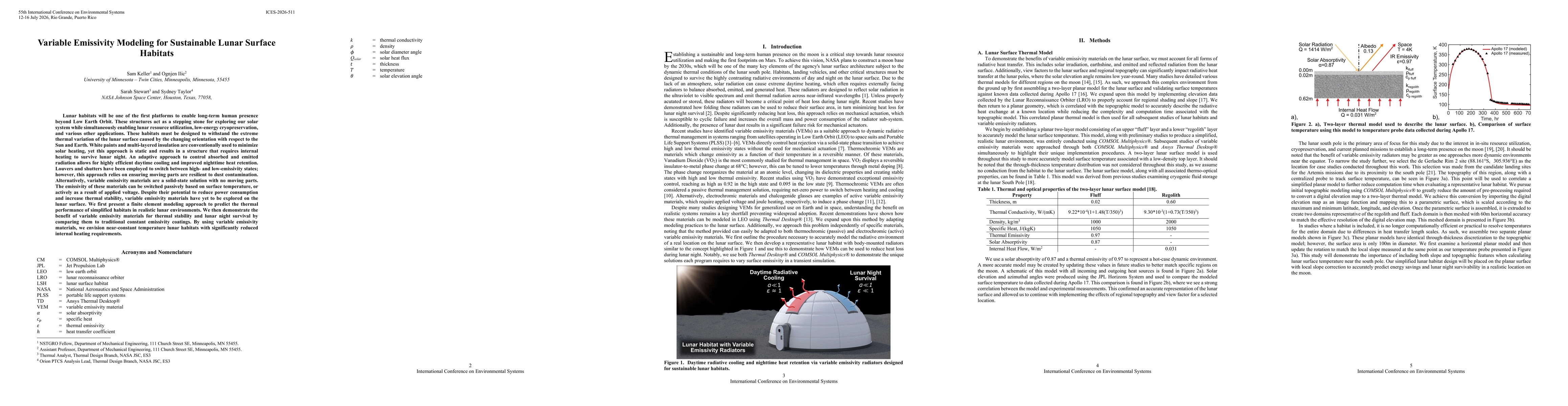 Thumbnail for Variable Emissivity Modeling for Sustainable Lunar Surface Habitats