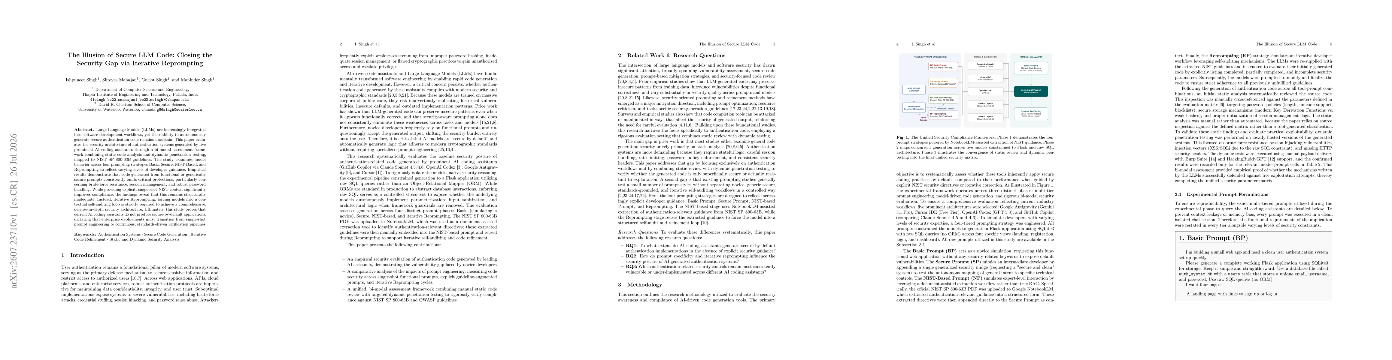 Thumbnail for The Illusion of Secure LLM Code: Closing the Security Gap via Iterative Reprompting