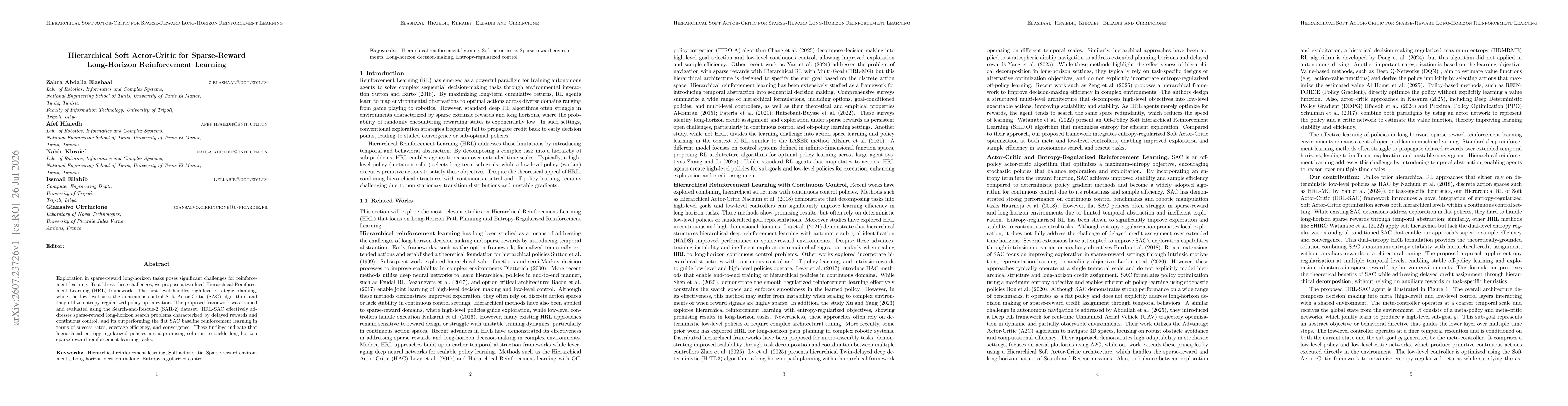 Thumbnail for Hierarchical Soft Actor-Critic for Sparse-Reward Long-Horizon Reinforcement Learning