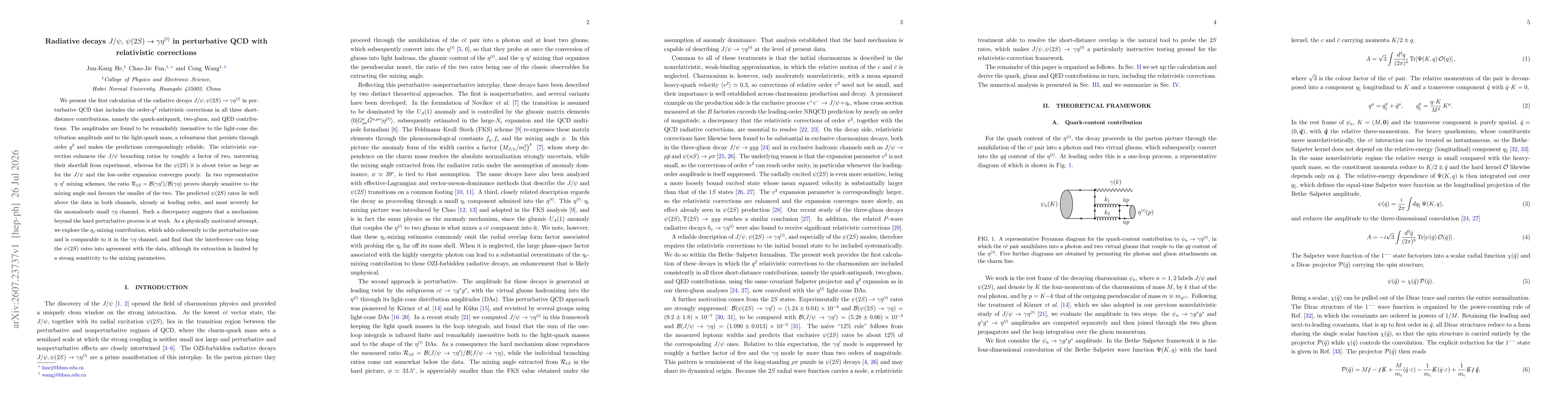 Thumbnail for Radiative decays $J/ψ,\,ψ(2S)\rightarrowγη^{(\prime)}$ in perturbative QCD with relativistic corrections