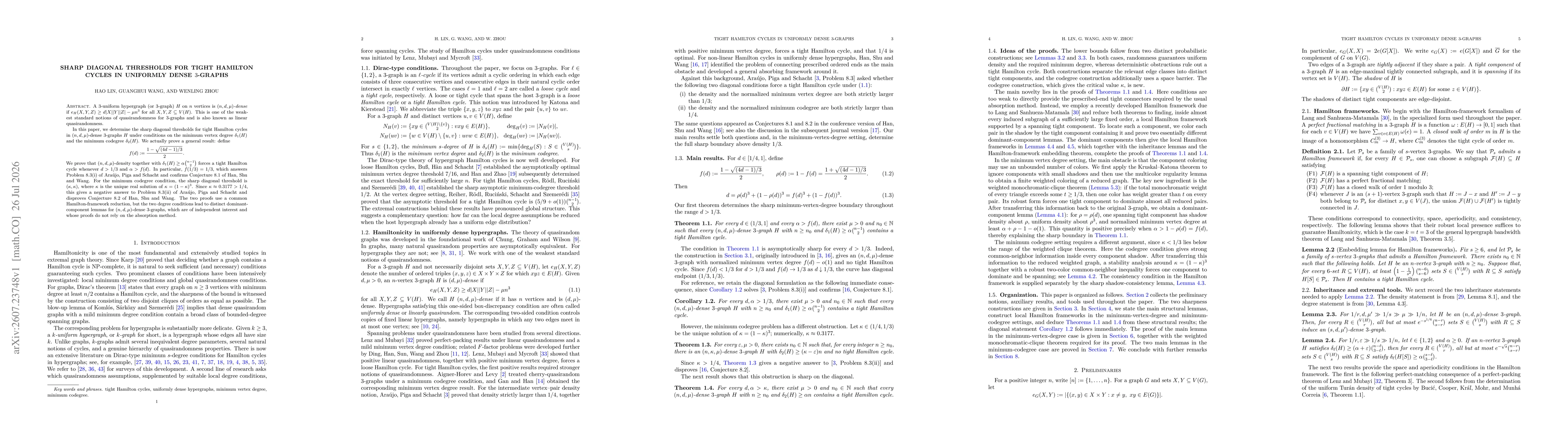 Thumbnail for Sharp Diagonal Thresholds for Tight Hamilton Cycles in Uniformly Dense $3$-Graphs