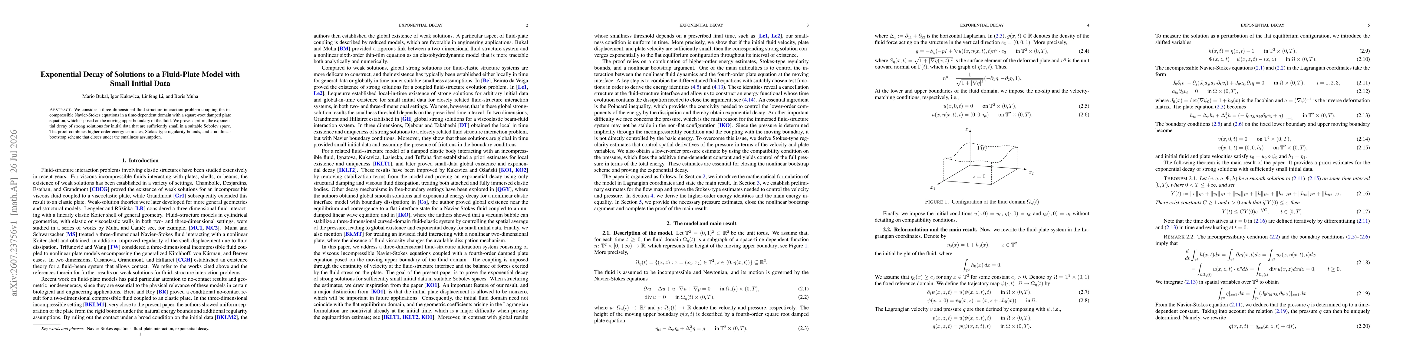 Thumbnail for Exponential Decay of Solutions to a Fluid-Plate Model with Small Initial Data