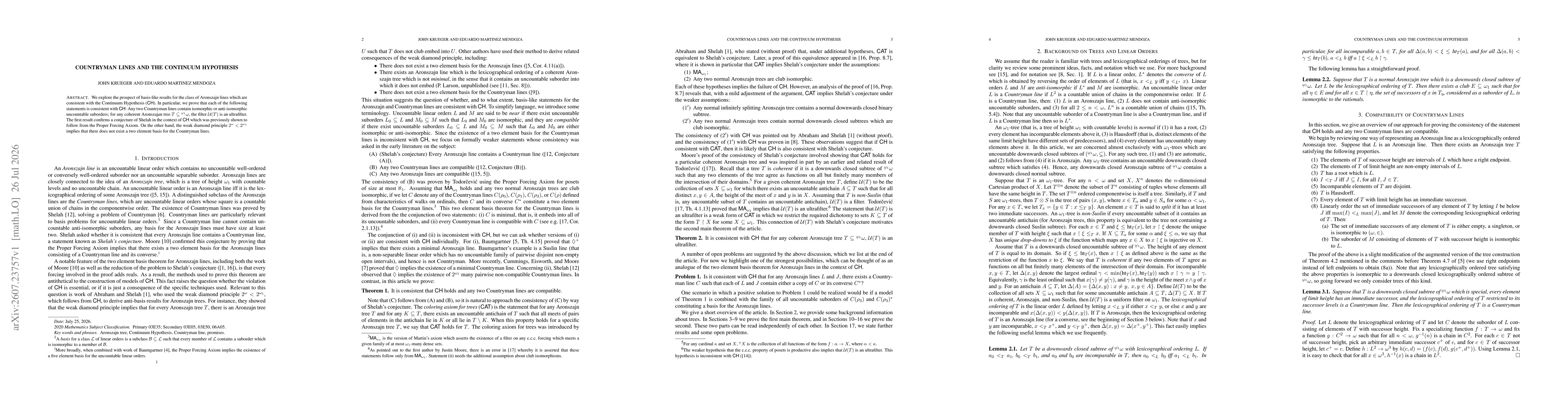 Thumbnail for Countryman Lines and the Continuum Hypothesis