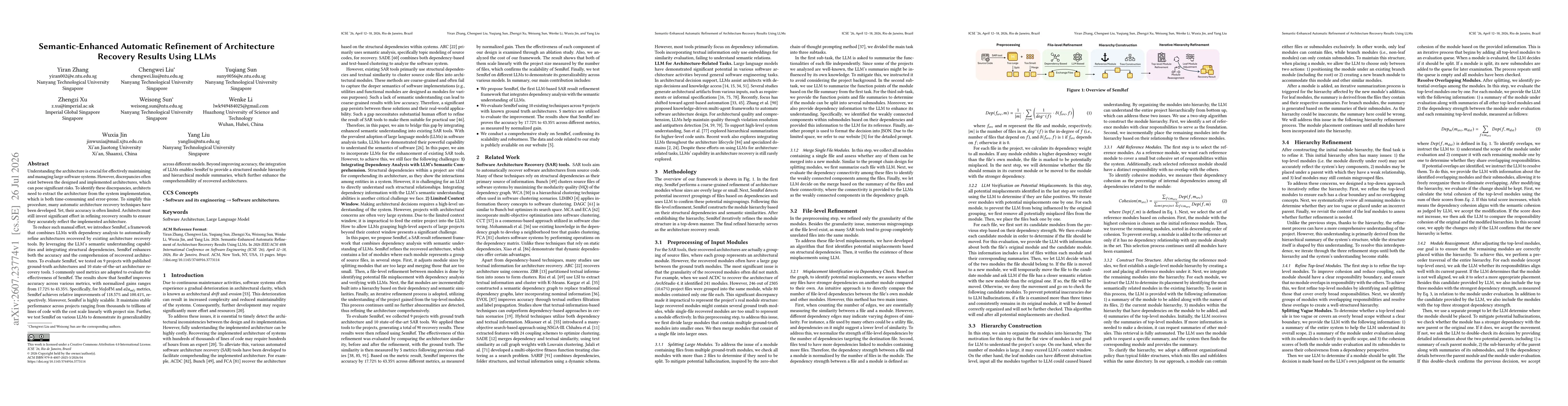 Thumbnail for Semantic-Enhanced Automatic Refinement of Architecture Recovery Results Using LLMs