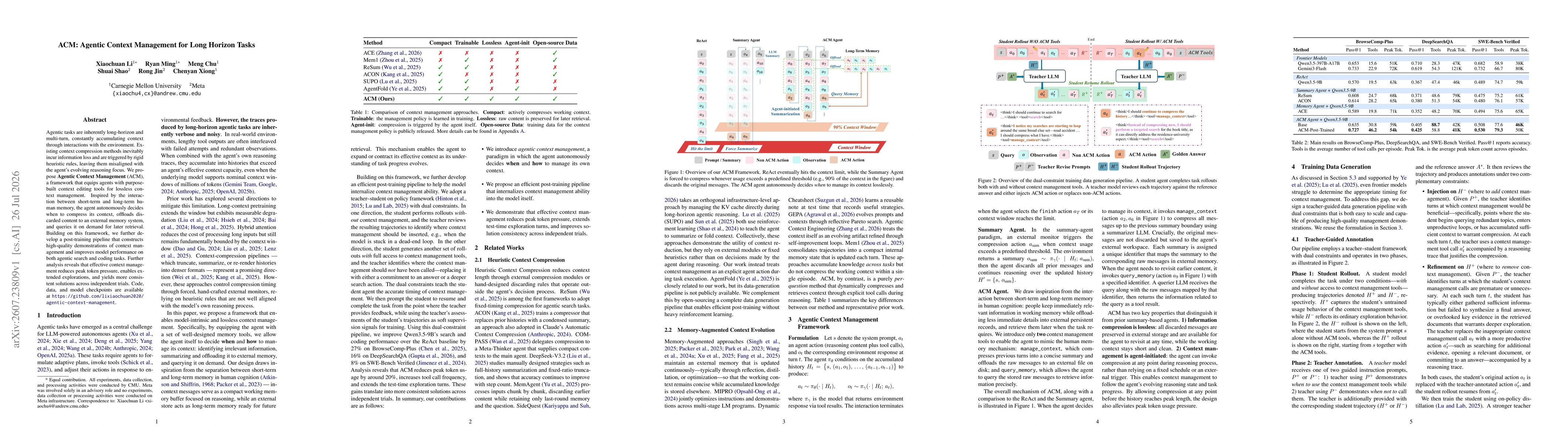 Thumbnail for ACM: Agentic Context Management for Long Horizon Tasks