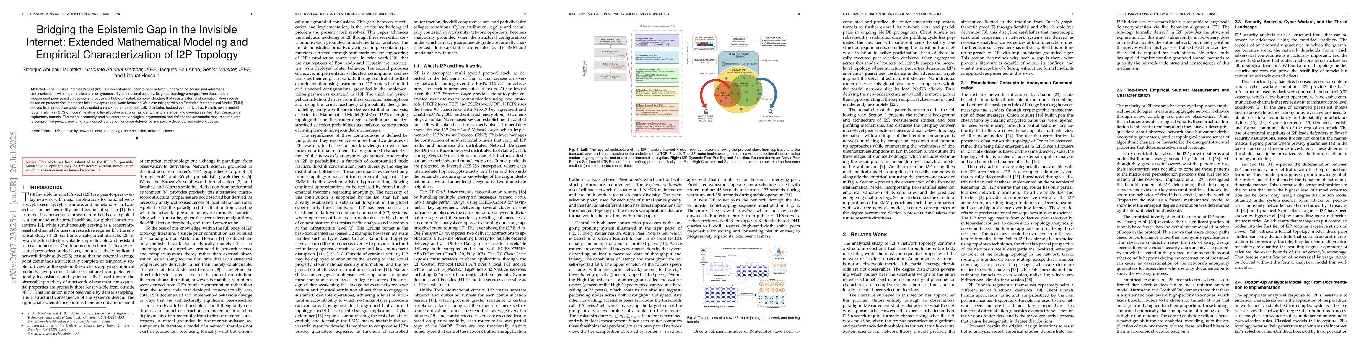Thumbnail for Bridging the Epistemic Gap in the Invisible Internet: Extended Mathematical Modeling and Empirical Characterization of I2P Topology