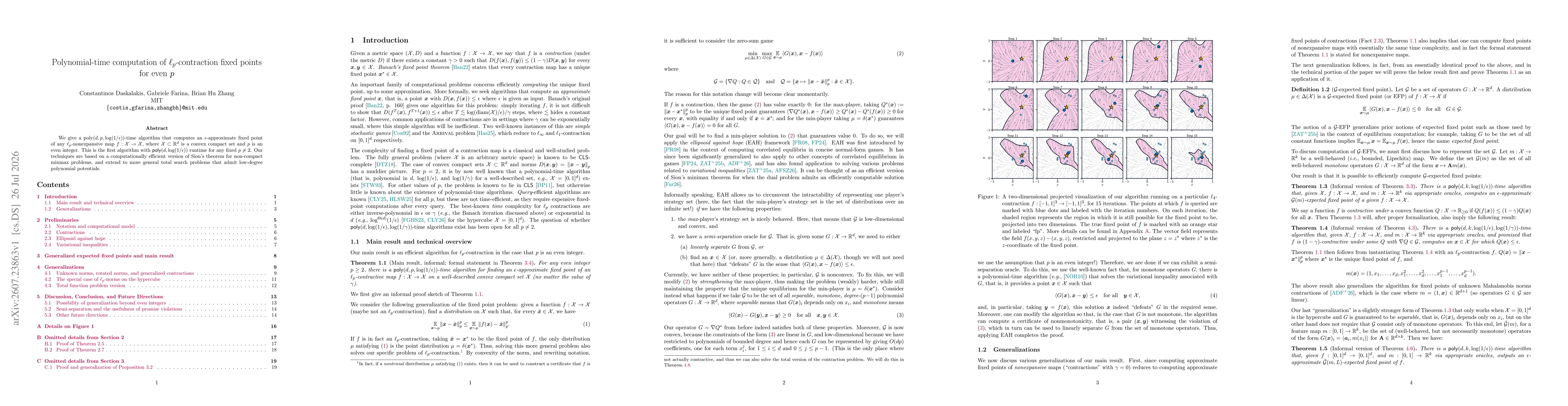Thumbnail for Polynomial-time computation of $\ell_p$-contraction fixed points for even $p$