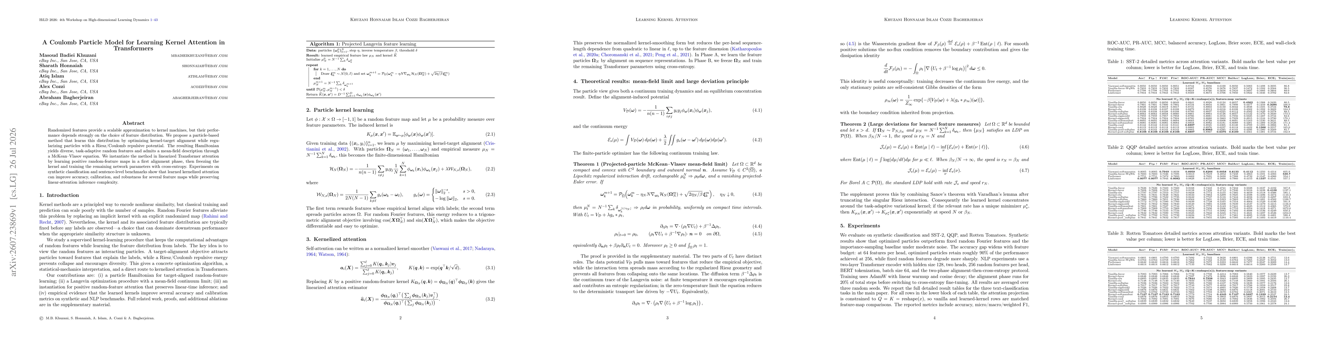 Thumbnail for A Coulomb Particle Model for Learning Kernel Attention in Transformers