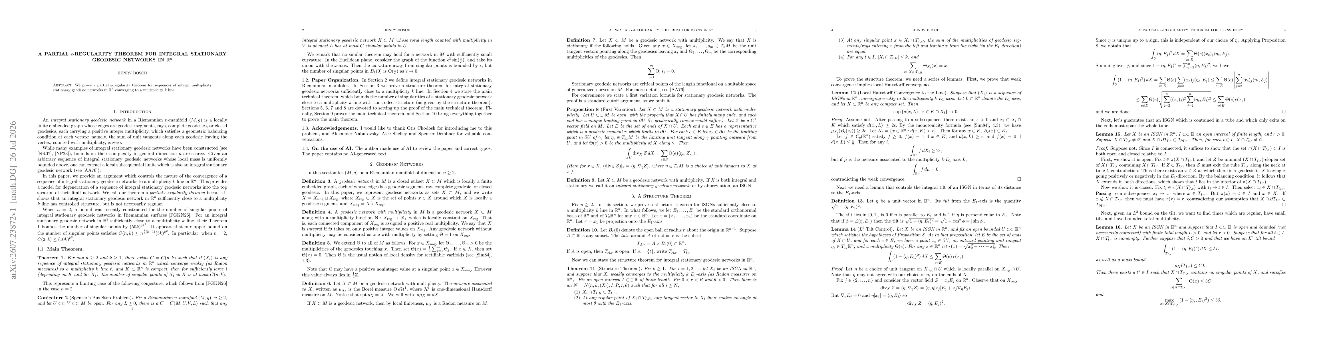 Thumbnail for A Partial $ε$-Regularity Theorem for Integral Stationary Geodesic Networks in $\mathbb{R}^n$