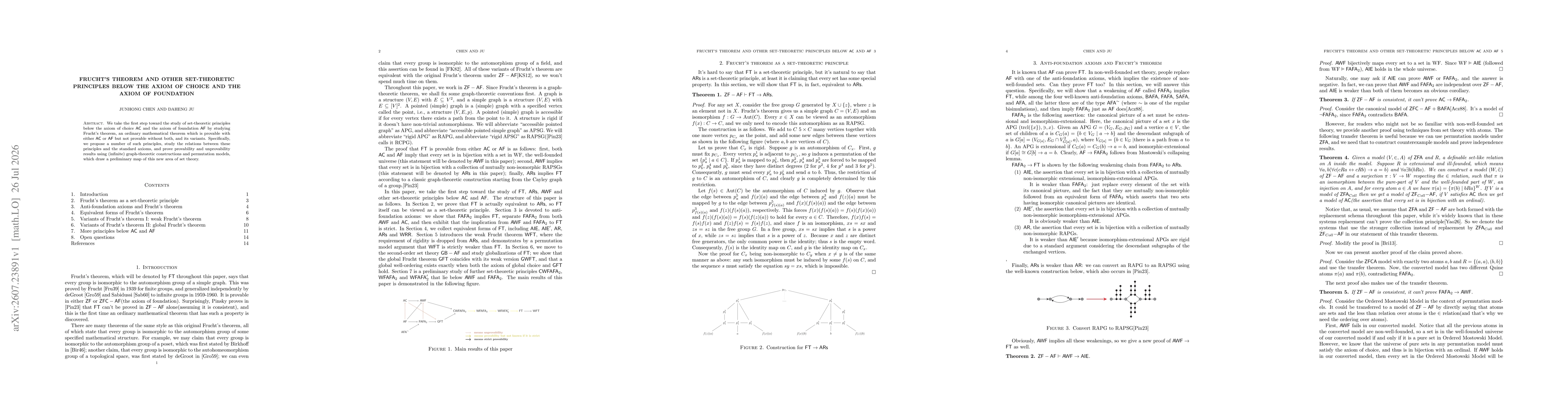 Thumbnail for Frucht's theorem and other set-theoretic principles below the axiom of choice and the axiom of foundation