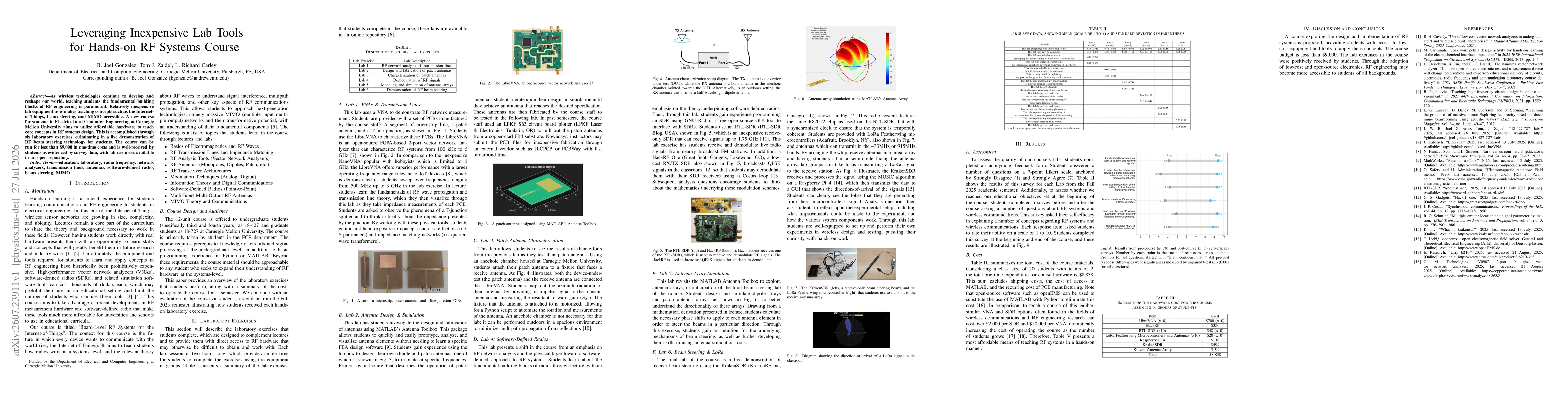 Thumbnail for Leveraging Inexpensive Lab Tools for Hands-on RF Systems Course