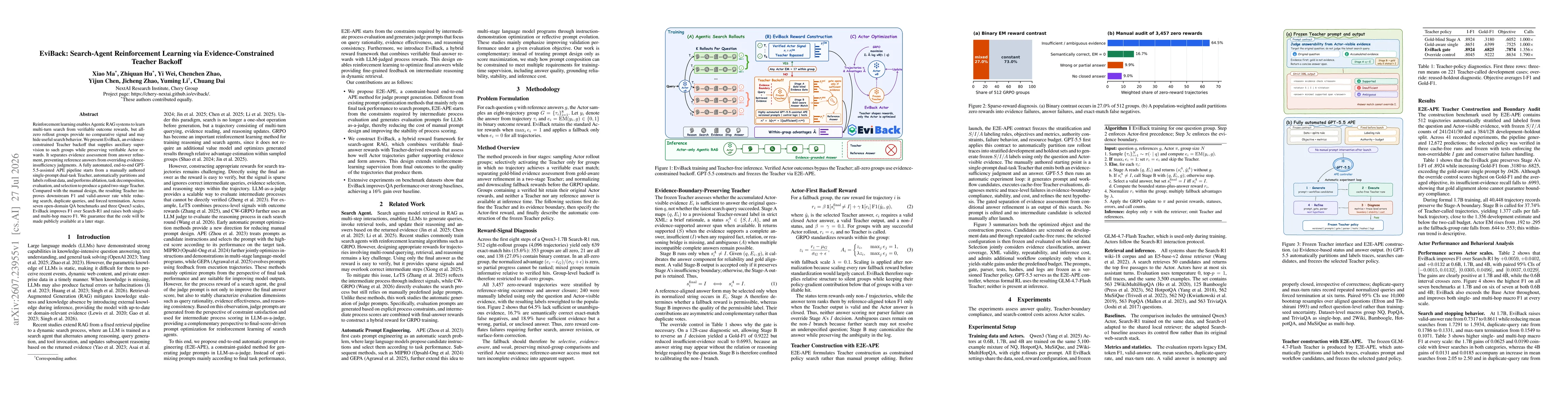 Thumbnail for EviBack: Search-Agent Reinforcement Learning via Evidence-Constrained Teacher Backoff