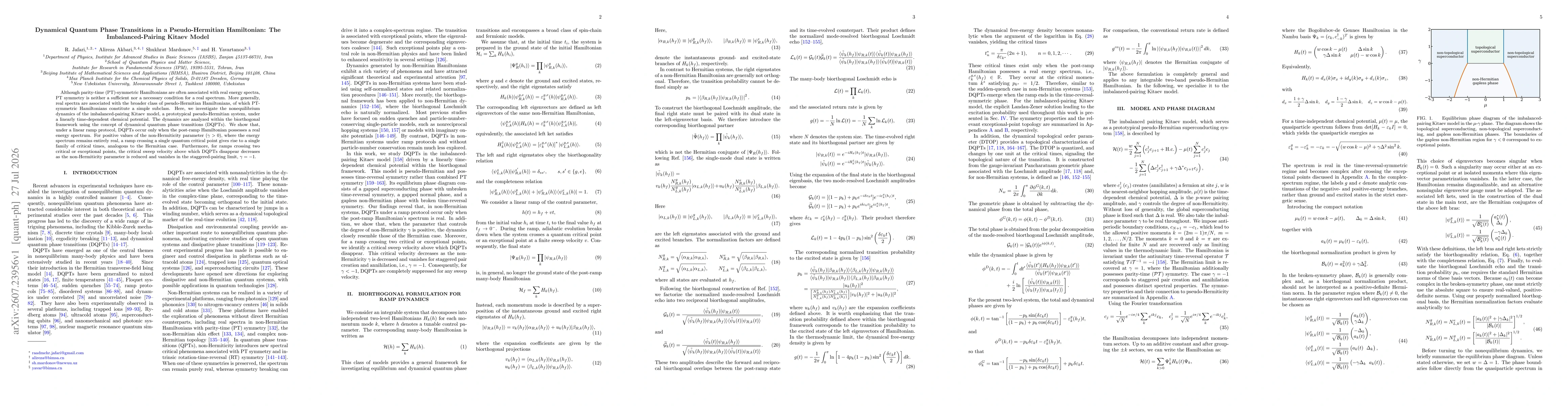 Thumbnail for Dynamical Quantum Phase Transitions in a Pseudo-Hermitian Hamiltonian: The Imbalanced-Pairing Kitaev Model
