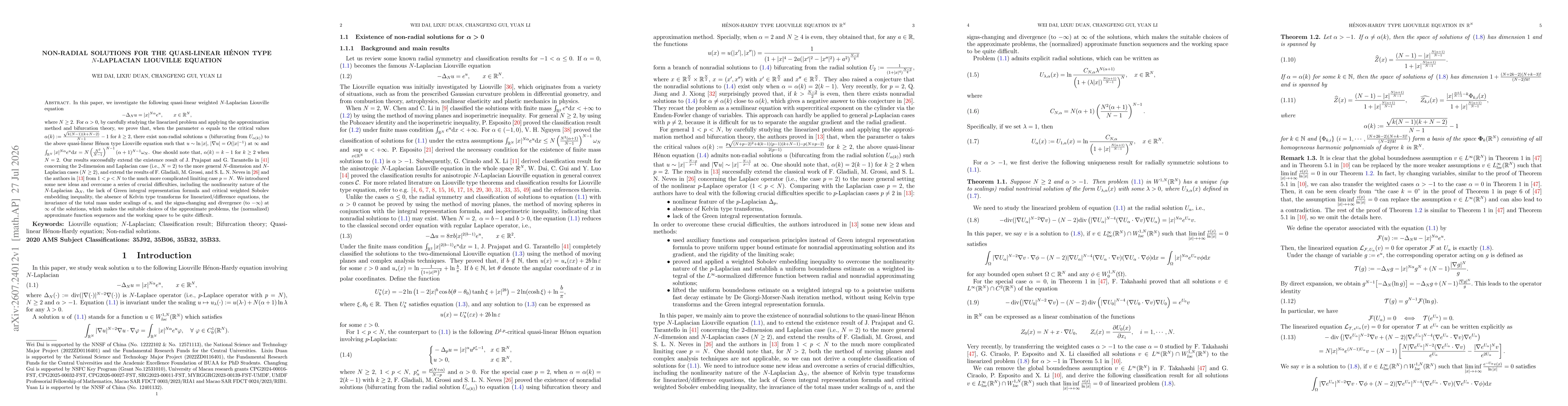Thumbnail for Non-radial solutions for the quasi-linear Hénon type $N$-Laplacian Liouville equation