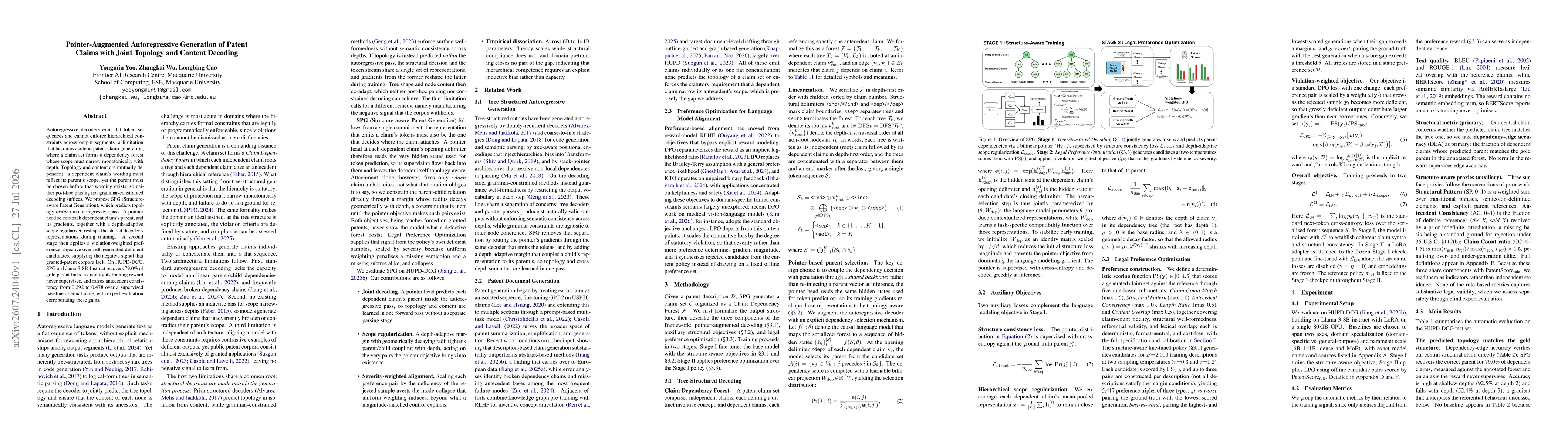 Thumbnail for Pointer-Augmented Autoregressive Generation of Patent Claims with Joint Topology and Content Decoding