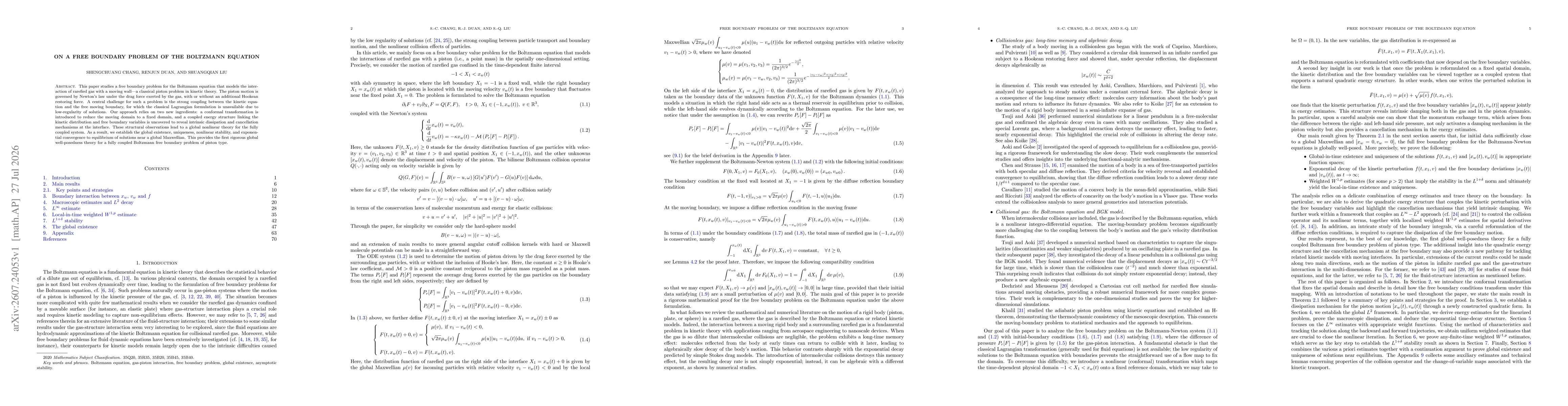 Thumbnail for On a free boundary problem of the Boltzmann equation