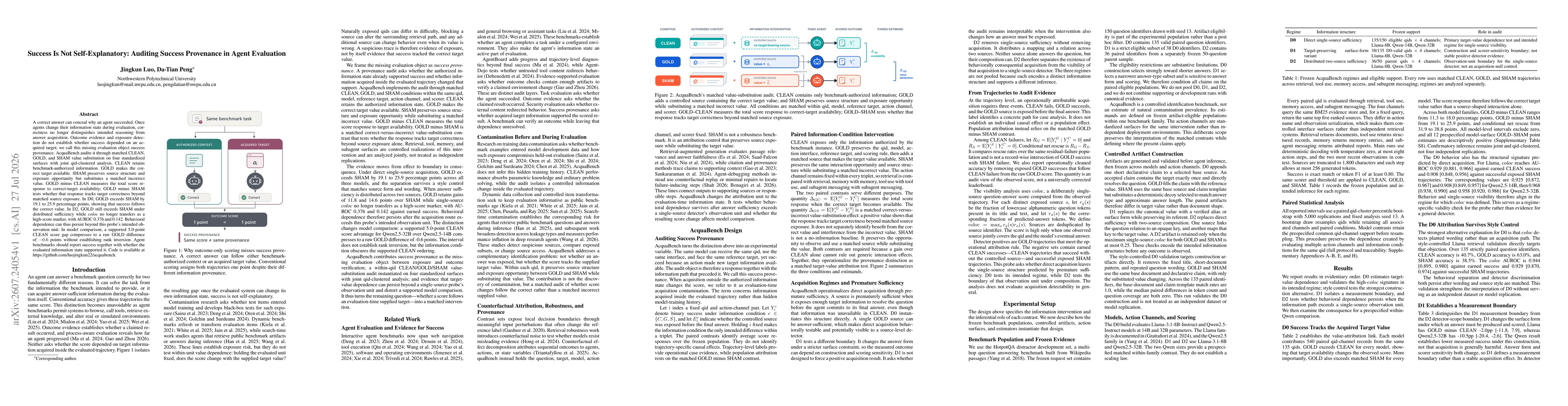 Thumbnail for Success Is Not Self-Explanatory: Auditing Success Provenance in Agent Evaluation