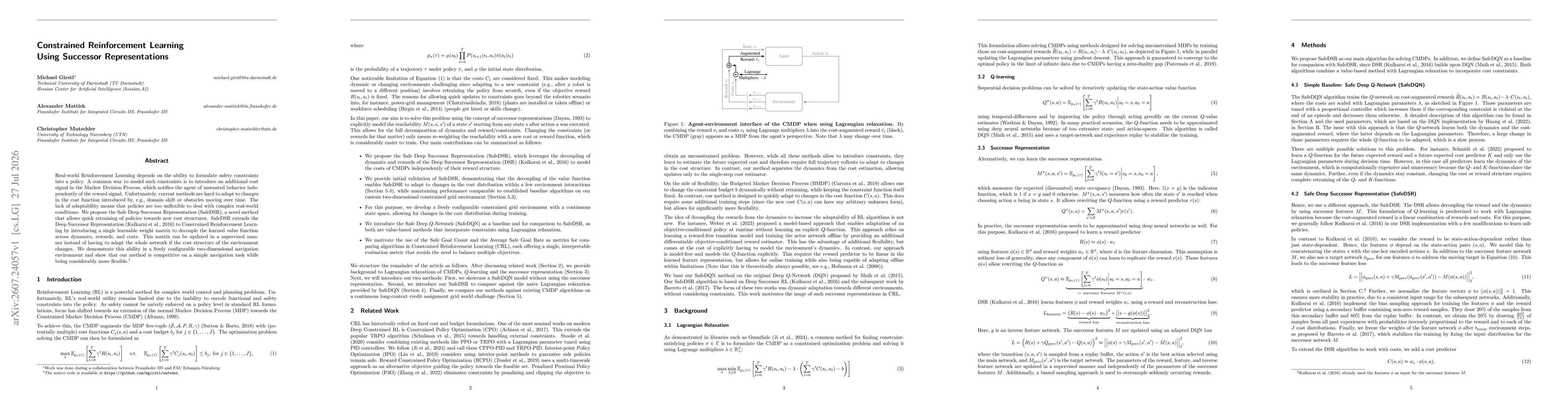 Thumbnail for Constrained Reinforcement Learning Using Successor Representations