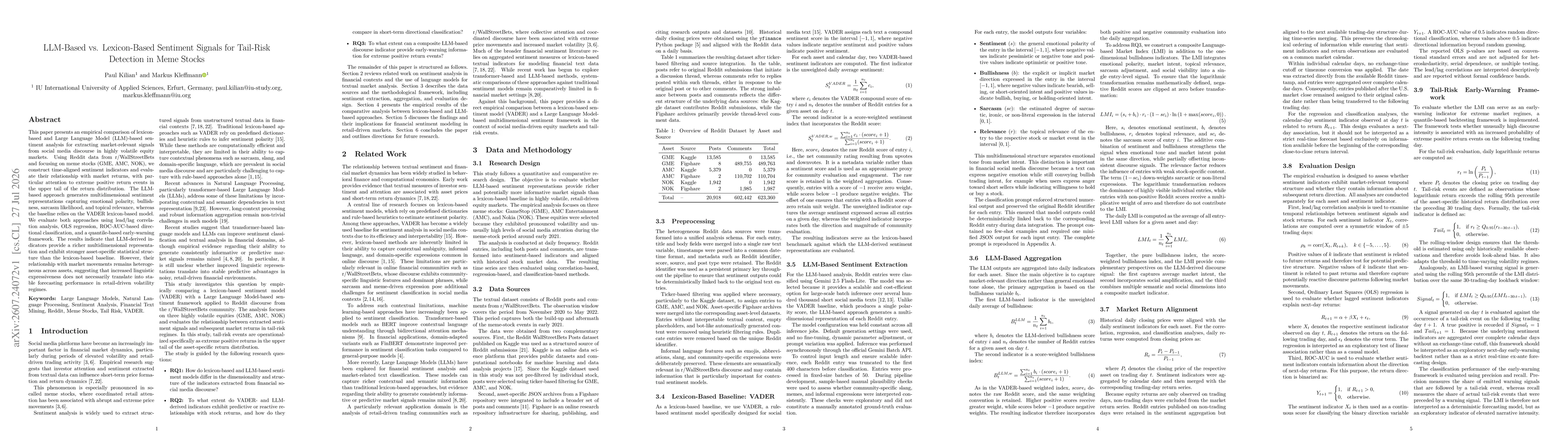 Thumbnail for LLM-Based vs. Lexicon-Based Sentiment Signals for Tail-Risk Detection in Meme Stocks