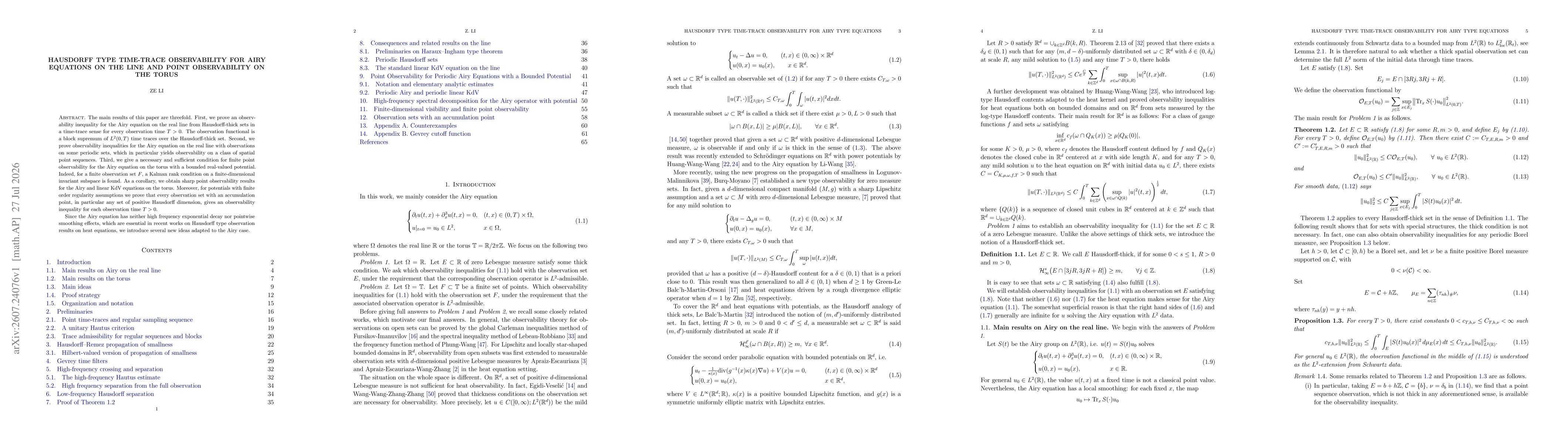Thumbnail for Hausdorff type Time-Trace Observability for Airy Equations on the Line and Point Observability on the Torus