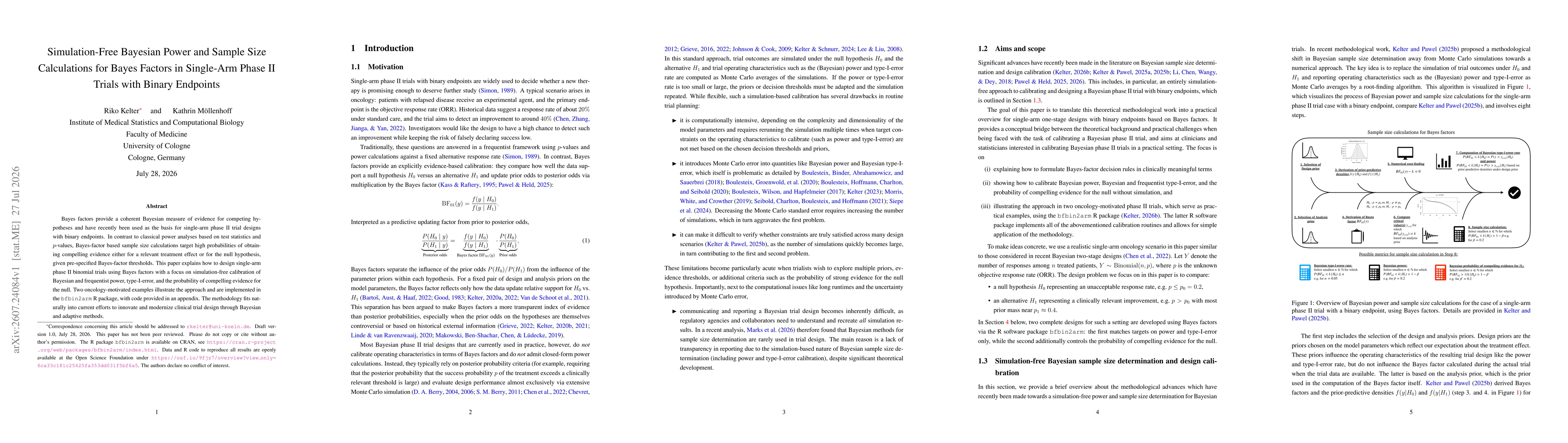 Thumbnail for Simulation-Free Bayesian Power and Sample Size Calculations for Bayes Factors in Single-Arm Phase II Trials with Binary Endpoints