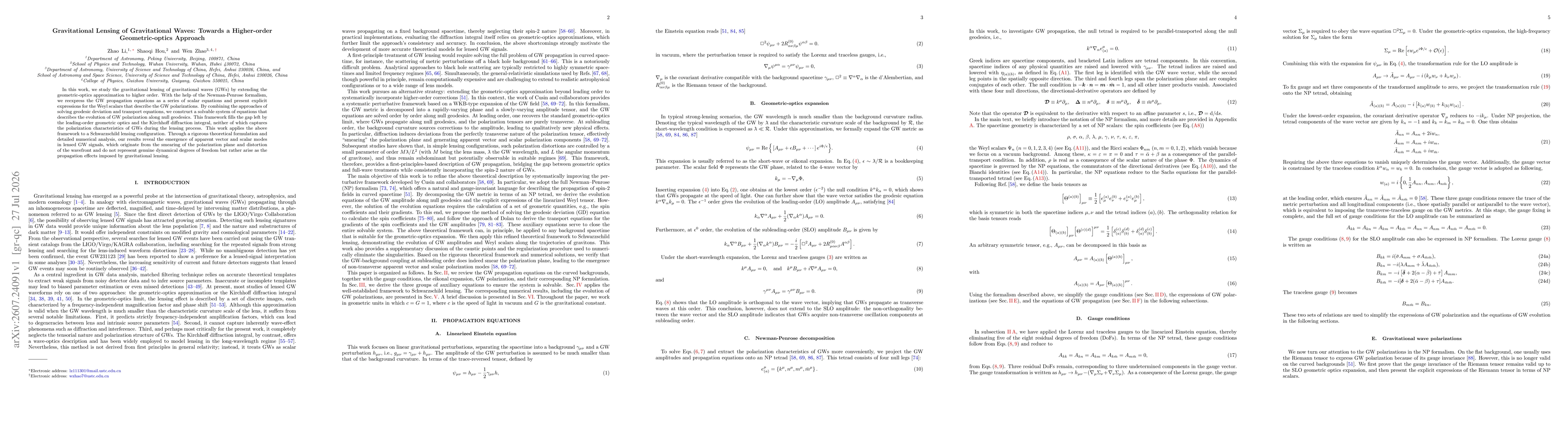Thumbnail for Gravitational Lensing of Gravitational Waves: Towards a Higher-order Geometric-optics Approach