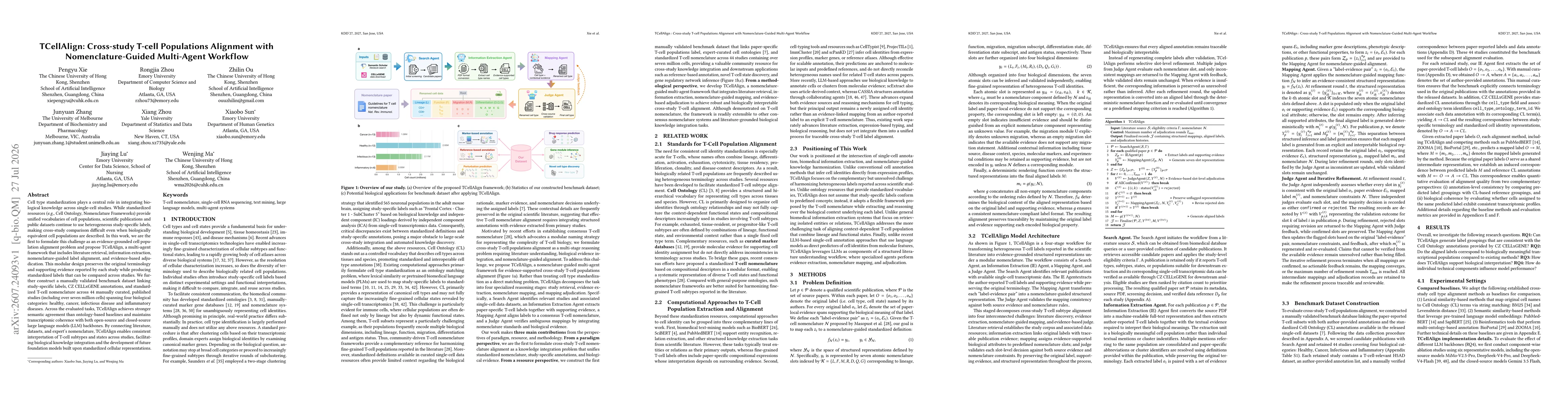 Thumbnail for TCellAlign: Cross-study T-cell Populations Alignment with Nomenclature-Guided Multi-Agent Workflow