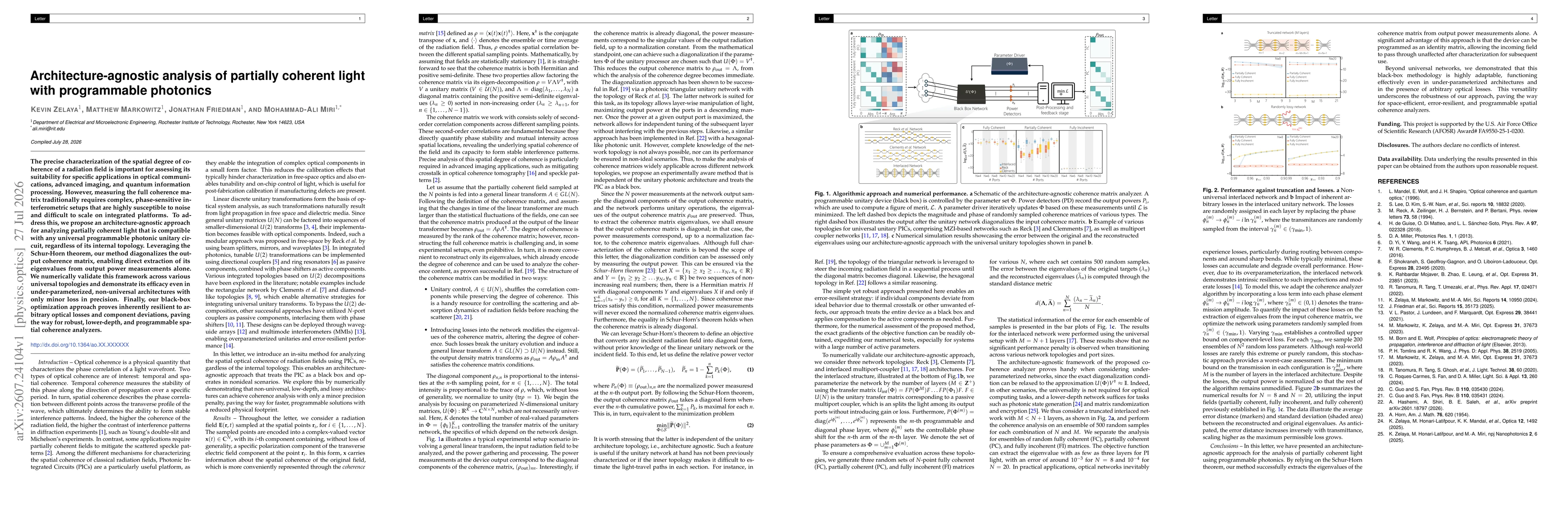 Thumbnail for Architecture-agnostic analysis of partially coherent light with programmable photonics