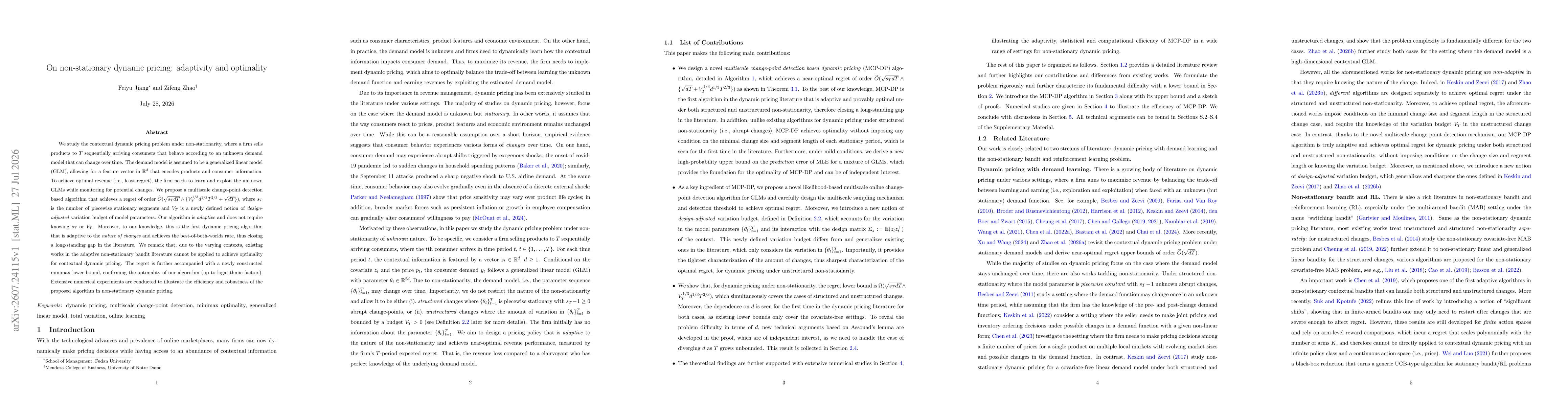Thumbnail for On Non-Stationary Dynamic Pricing: Adaptivity and Optimality