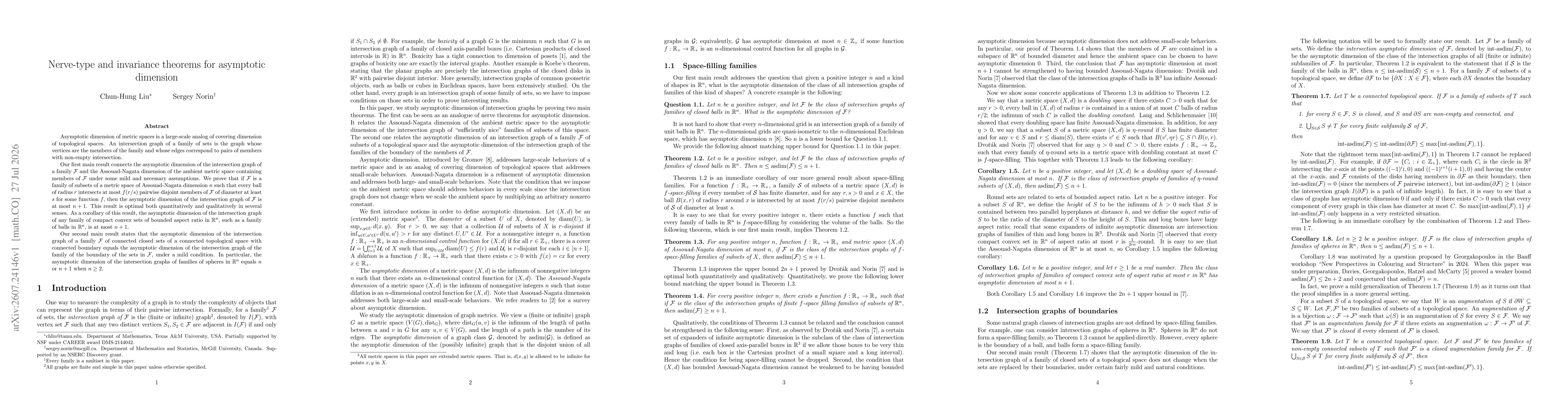 Thumbnail for Nerve-type and invariance theorems for asymptotic dimension