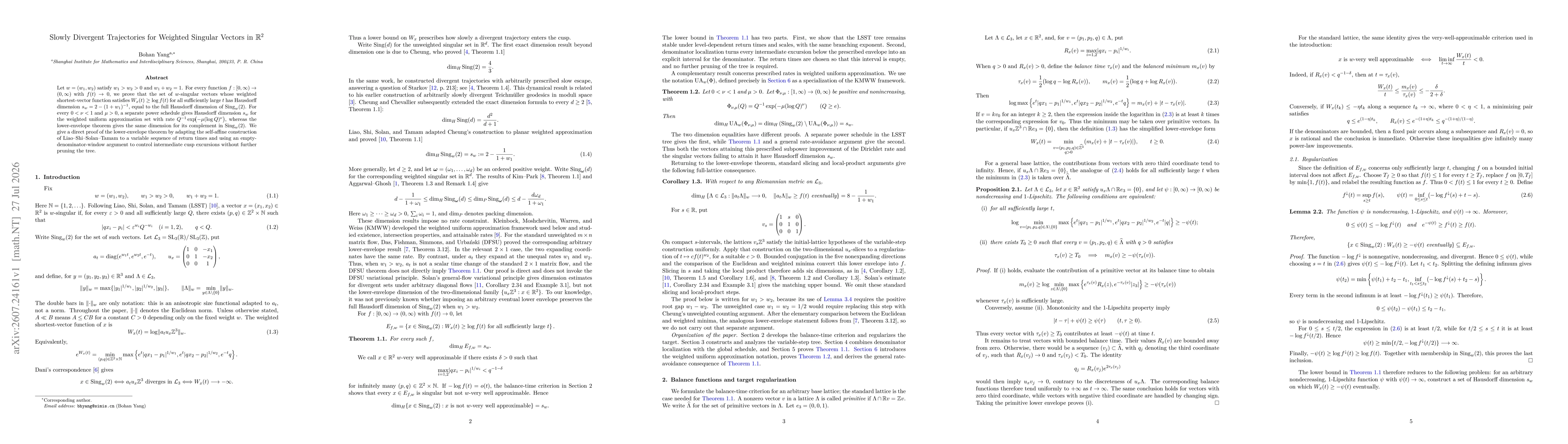 Thumbnail for Slowly Divergent Trajectories for Weighted Singular Vectors in R^2