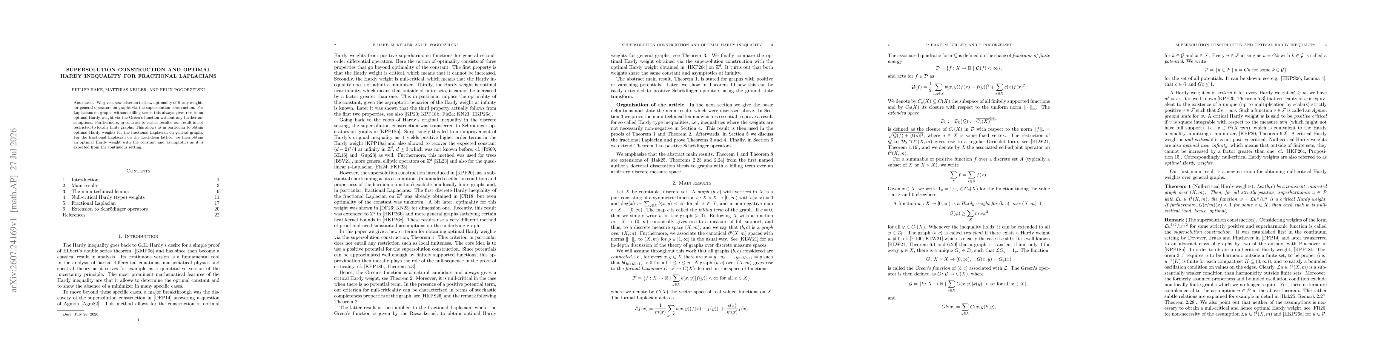 Thumbnail for Supersolution Construction and Optimal Hardy Inequality for Fractional Laplacians