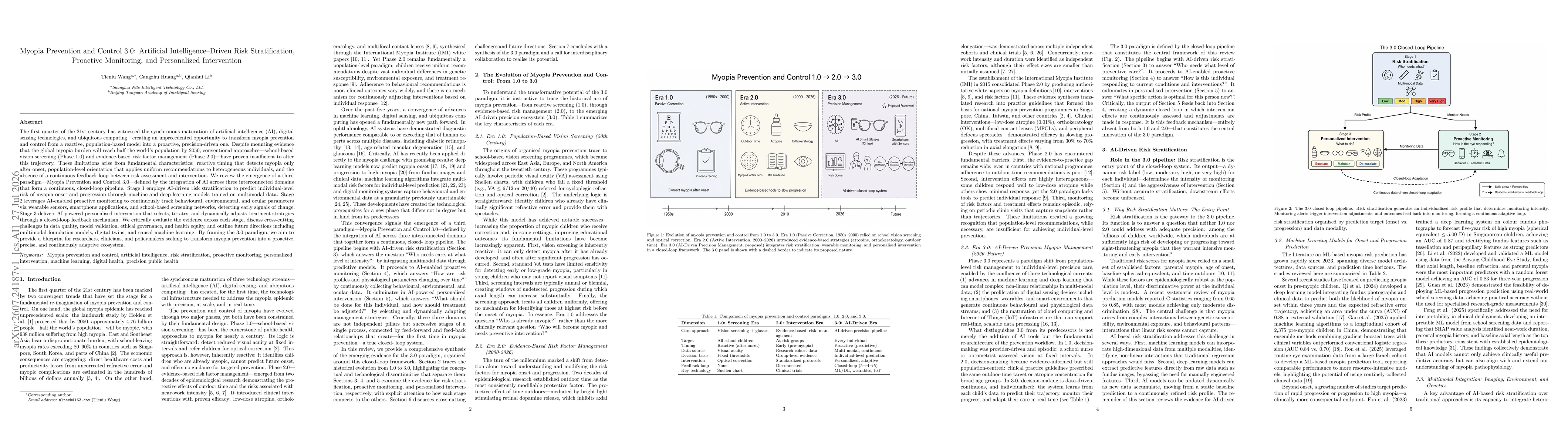 Thumbnail for Myopia Prevention and Control 3.0: Artificial Intelligence--Driven Risk Stratification, Proactive Monitoring, and Personalized Intervention
