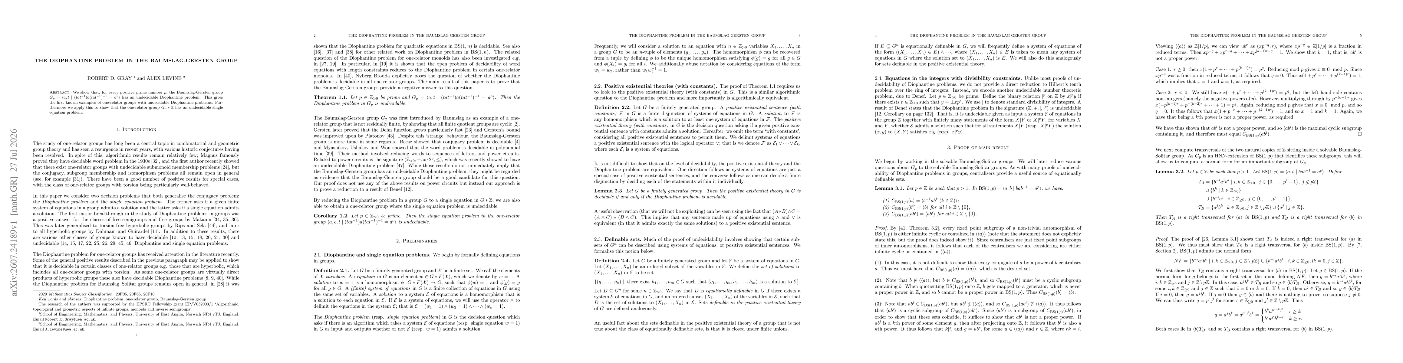 Thumbnail for The Diophantine problem in the Baumslag-Gersten group